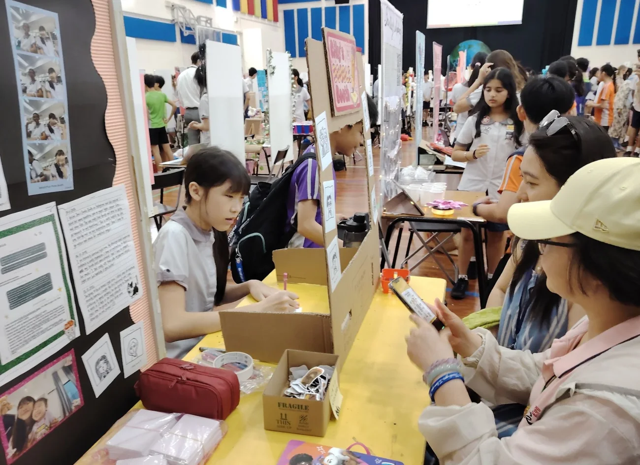 Students sharing their work at ISP’s Year 9 Personal Project showcase