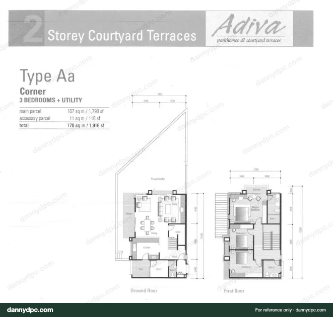 Adiva Desa ParkCity Type Aa 2-storey Courtyard Terrace Corner floor plan