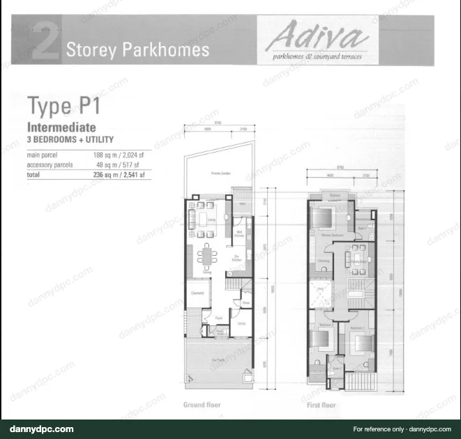 Adiva Desa ParkCity Type P1 2-storey Parkhome Intermediate floor plan