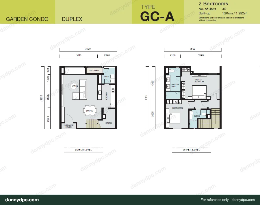 The Breezeway Desa ParkCity Type GC-A Garden Condo Duplex floor plan