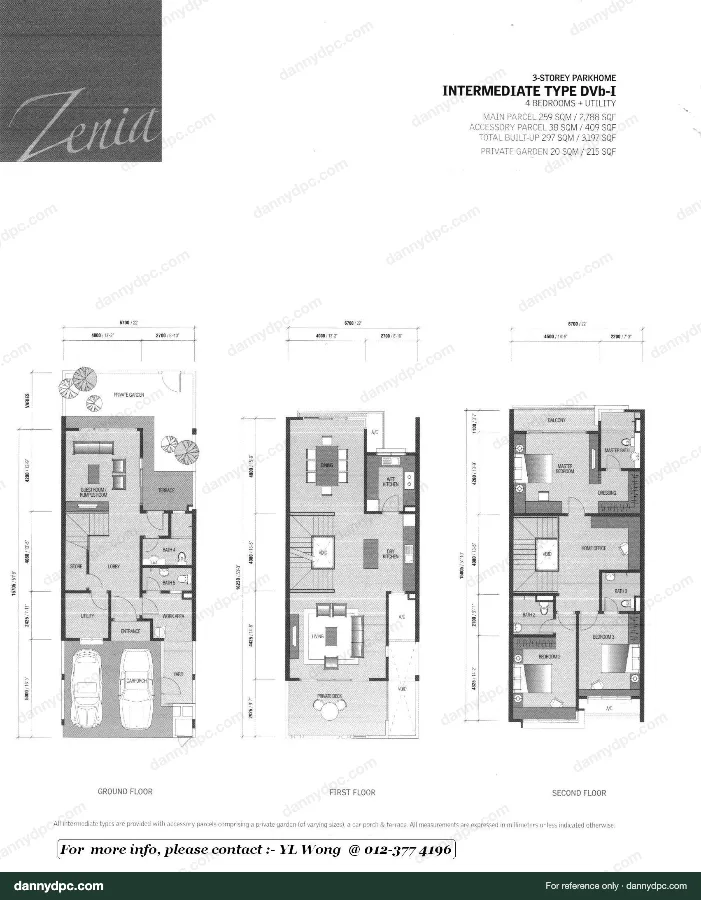Zenia Desa ParkCity Zenia 3-sty Intermediate with Elevated garden Type DVb-i floor plan